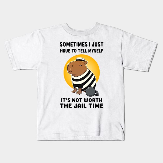 Sometimes I just have to tell myself it's not worth the jail time Capybara Prisioner Kids T-Shirt by capydays